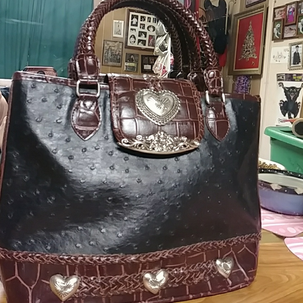 Black &  Brown leather purse